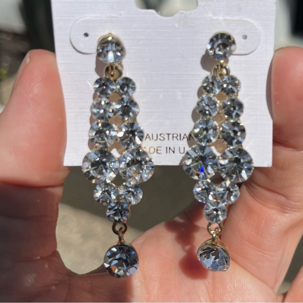 Rhinestone earrings chandelier style